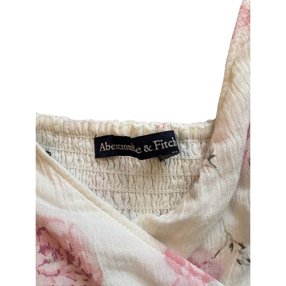 Abercrombie & Fitch Floral Romper XS Pink Rose Print Side Tie Adjustable Straps - Picture 5 of 12